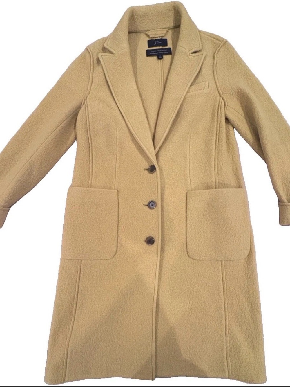 J. CREW 100% Italian Boiled Wool Olga Top Coat Long Tailored - tan/ brown - Sz 4